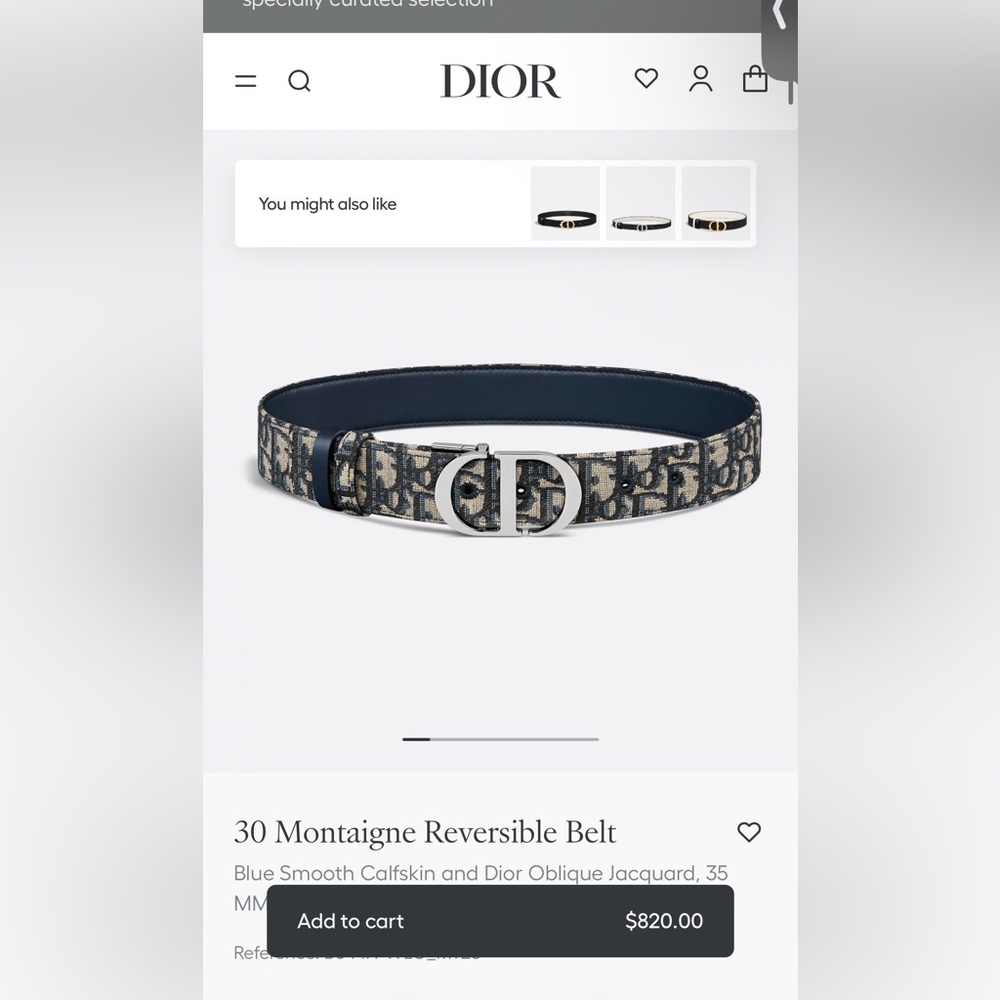 Dior Signature double sided Belt in black and monogram